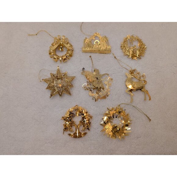 Lot of 8 Danbury Mint Annual Christmas Ornaments 2010's 23k Gold Plated on Brass - Picture 1 of 5